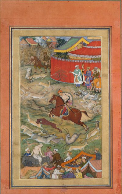 Hamid Bhakari punito da Akbar, Foglio da un Akbarnama da Manohar