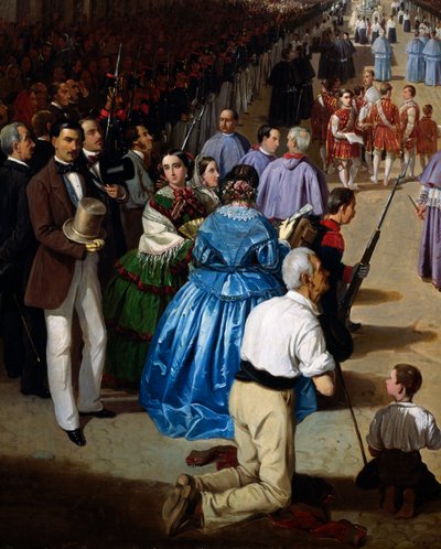 Processione del Corpus Domini a Siviglia nel 1857, dettaglio, Spagna da Manuel Cabral y Aguado Bejarano