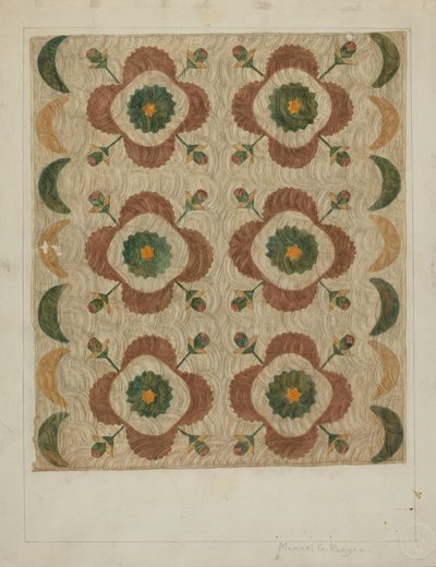 Coperta applicata e trapuntata, 1935-1942 da Manuel G. Runyan