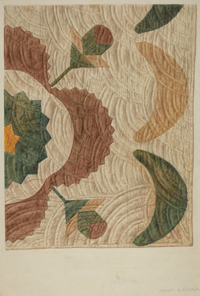 Coperta trapuntata e applicata da Manuel G. Runyan