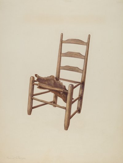 Sedia fatta a mano - Sedile in pelle grezza, c. 1939 da Manuel G. Runyan