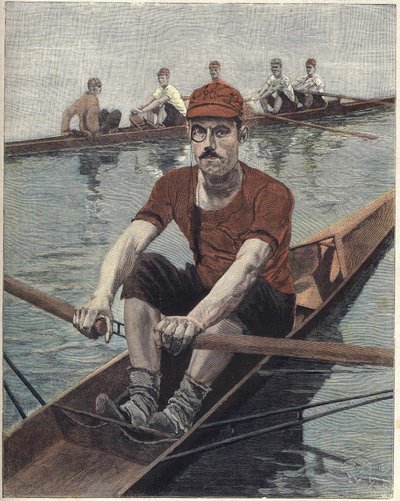 Gara di canottaggio, in Francia. Illustrazione di Luque, dal giornale francese Le soleil du dimanche da Manuel Luque