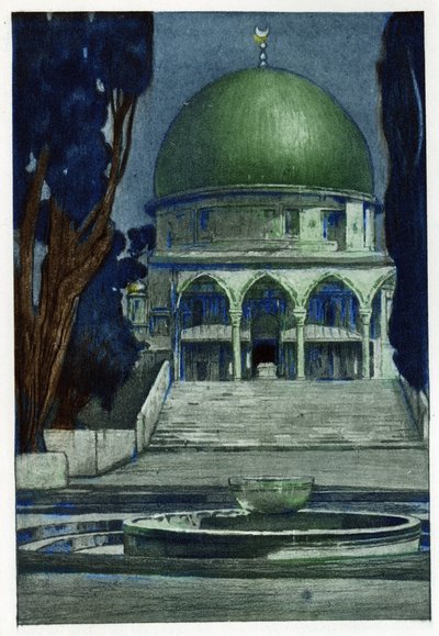 Moschea di Al-Aqsa a Gerusalemme. Incisione di Manuel Orazzi (1860-1934), in 