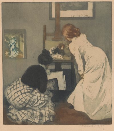 Due donne che guardano stampe da Manuel Robbe