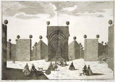 I giardini topiari, da Delights of the Villa Castellazzo, di Domenico Felice Leonardi, pubblicato nel 1743 da Marc