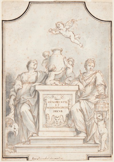 Disegno per un dipinto monocromo, Chiesa del Corpus Domini, Bologna, Italia da Marc Antonio Franceschini