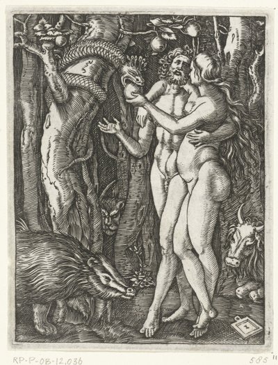 Adamo ed Eva alla caduta nel paradiso da Marcantonio Raimondi