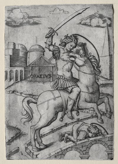 Orazio Coclite che difende il ponte Sublicio da Marcantonio Raimondi