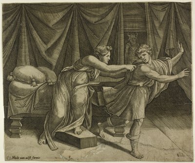 Giuseppe e la moglie di Potipher da Marcantonio Raimondi