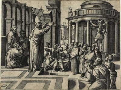 San Paolo che predica ad Atene da Marcantonio Raimondi