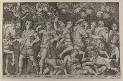 Speculum Romanae Magnificentiae: La caccia al leone, ca. 1500-1534 da Marcantonio Raimondi