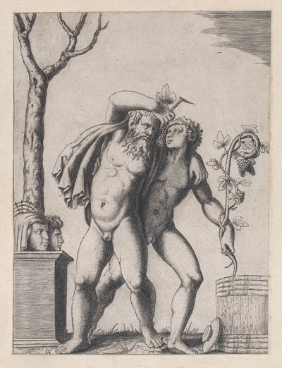 Speculum Romanae Magnificentiae: Giovane e vecchio baccante, ca. 1514-36 da Marcantonio Raimondi