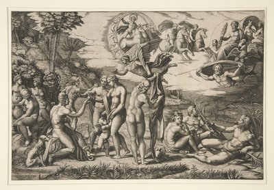 Il Giudizio di Paride, dopo Raffaello, c.1510-20 da Marcantonio Raimondi