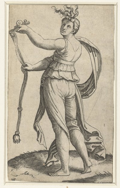Donna con briglia come personificazione della Temperanza da Marcantonio Raimondi
