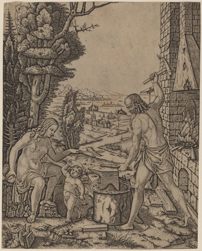 Vulcano, Venere ed Eros da Marcantonio Raimondi