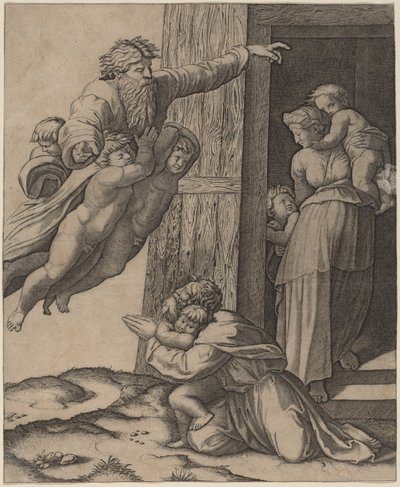 Dio appare a Noè da Marcantonio Raimondi after Raphael