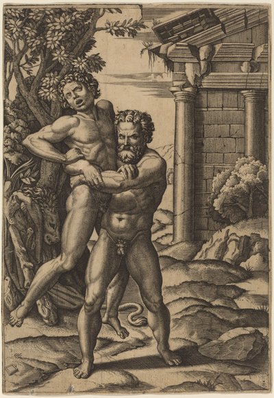 Ercole e Anteo da Marcantonio Raimondi after Raphael