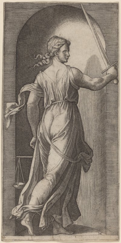 Giustizia da Marcantonio Raimondi after Raphael