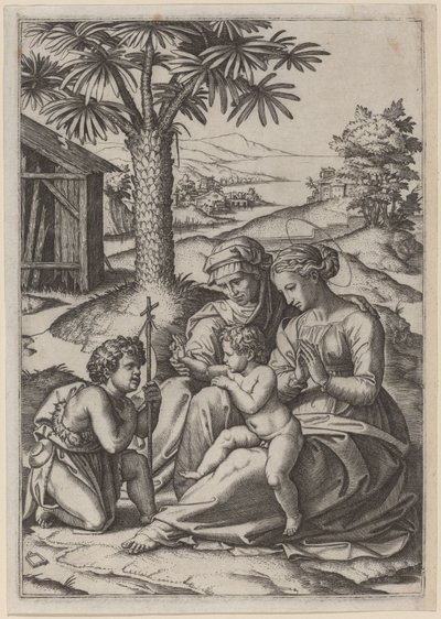 Madonna sotto una Palma da Marcantonio Raimondi after Raphael