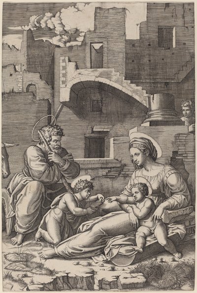 La Sacra Famiglia con il Giovane San Giovanni Battista da Marcantonio Raimondi after Raphael