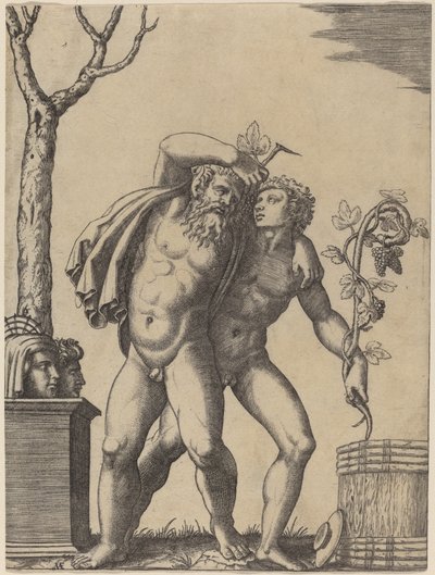 Un giovane e un vecchio baccante da Marcantonio Raimondi possibly after Raphael possibly after Giulio Romano