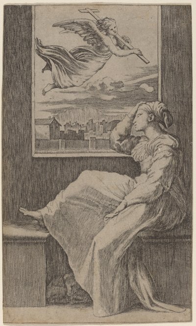 Donna Pensierosa da Marcantonio Raimondi possibly after Raphael