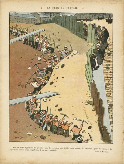 Illustrazione di Marcel Capy (1865-1941) in Le Rire, 27/04/12 - Festa del lavoro - Architettura Urbanistica, Lavoro, 1° maggio - Terrassiers da Marcel Amable O.L. Capy