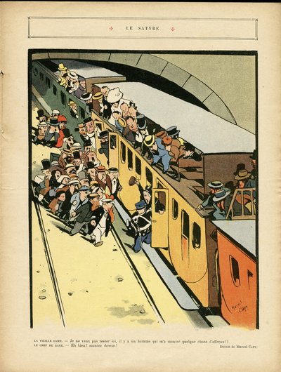 Illustrazione di Marcel Capy (1865-1941) in Le Rire, 03/09/10 - La satira - Architettura Urbanistica, Treno Ferrovia, Ponte da Marcel Amable O.L. Capy