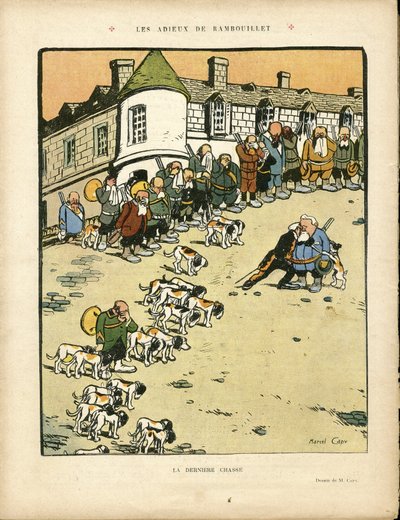 Illustrazione di Marcel Capy in Le Rire, 22/02/13 - Les farewell de Rambouillet - Caccia, Presidente della Repubblica, Rambouillet - Fallieres Armand da Marcel Amable O.L. Capy