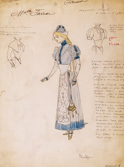 Margherita, bozzetto di costume per Faust di Charles Gounod, creato da Multzer da Marcel Multzer