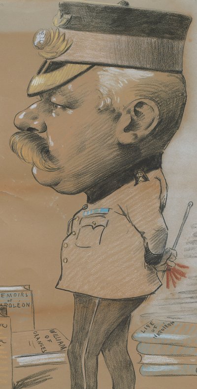 Caricatura di un Tenente Colonnello Non Identificato della Fanteria Leggera dei Marines Reali, 1893 da Marcel Pic