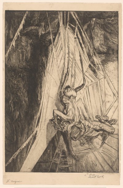 Ragnatela con ragno antropomorfo che ha catturato un uomo da Marcel Roux (signed by artist)
