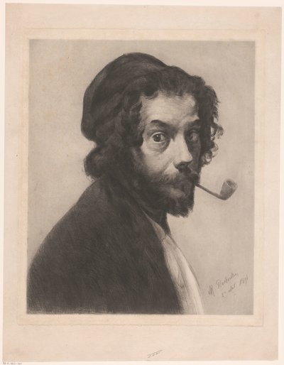 Autoritratto con pipa da Marcellin Gilbert Desboutin (signed by artist)