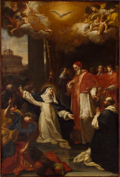 Santa Caterina implora Papa Gregorio XI di tornare da Avignone a Roma da Marco Benefial