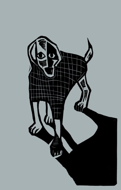 Cane, 2023 (linoleum su carta) da Marco Campedelli