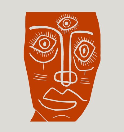 Maschera, 2023 (linoleum su carta) da Marco Campedelli