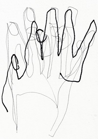 Psyco Hand, 2017 (penna e pennarello su carta) da Marco Campedelli