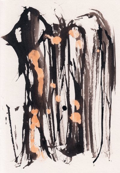 Wabi Sabi, 2018 (inchiostro e candeggina su carta) da Marco Campedelli