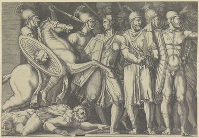 Traiano che combatte con i Daci da Marco Dente (attributed to)