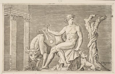 Apollo che cura i greggi di Admeto, Apollo seduto con una lira da Marco Dente