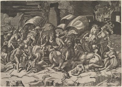 Battaglia con una sciabola, ca. 1515-27 da Marco Dente