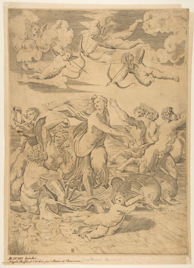 Galatea che cavalca in una conchiglia trainata attraverso l