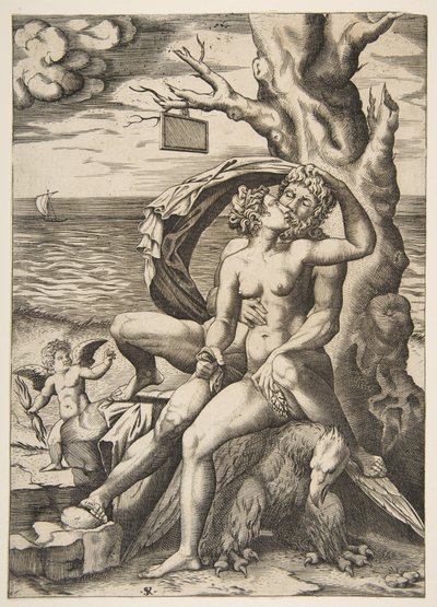 Giove e Semele che si abbracciano, un