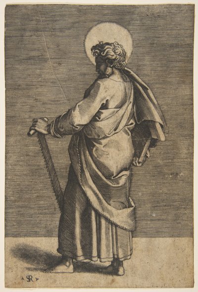 San Simone in piedi rivolto a sinistra, con una sega e un libro, ca. 1515-27 da Marco Dente