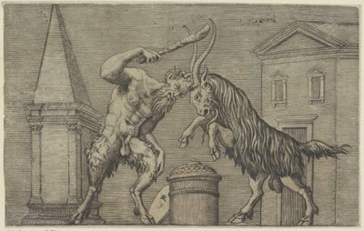 Satiro e ariete in lotta (Antieke reliëfs) da Marco Dente