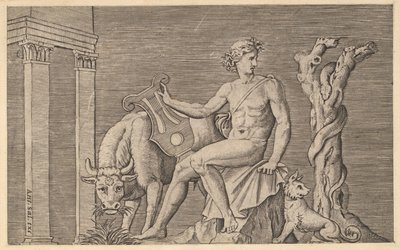 Speculum Romanae Magnificentiae: Apollo che Custodisce le Greggi di Admeto, 16° secolo da Marco Dente