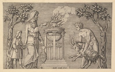 Speculum Romanae Magnificentiae: Il Sacrificio di un Ariete, XVI secolo da Marco Dente