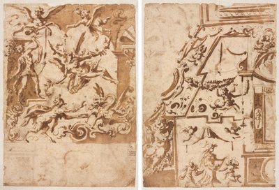 Grottesco con un satiro che nutre un drago (recto); Grottesco con un centauro che salta (verso) da Marco Marchetti