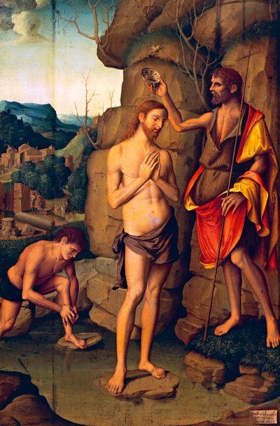 Pannello raffigurante il Battesimo di Cristo da Marco Palmezzano