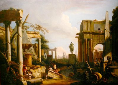 Paesaggio con rovine classiche e figure da Marco Ricci